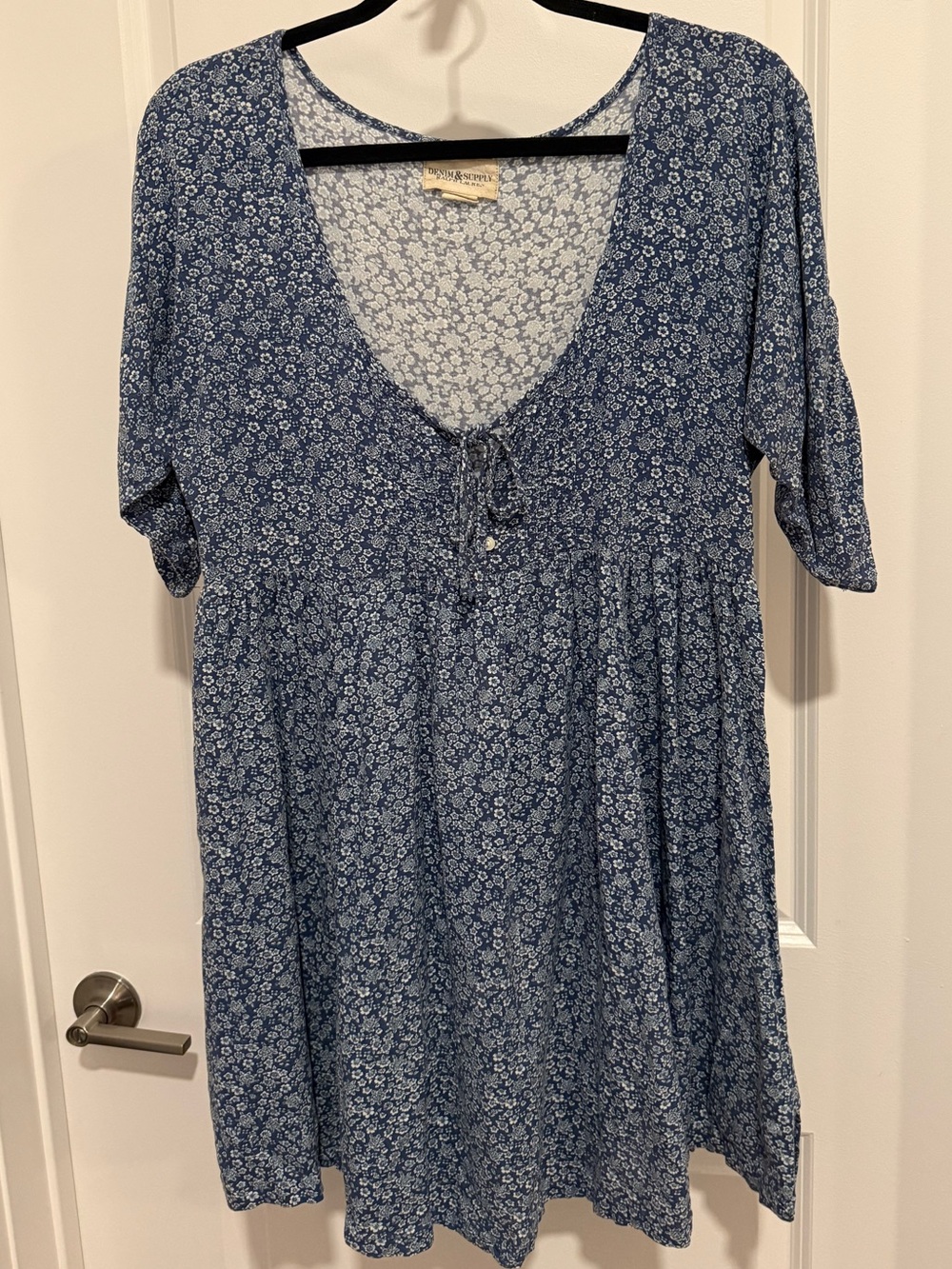 Denim & Supply Ralph Lauren Blue Floral Babydoll Mini Dress Size Medium
